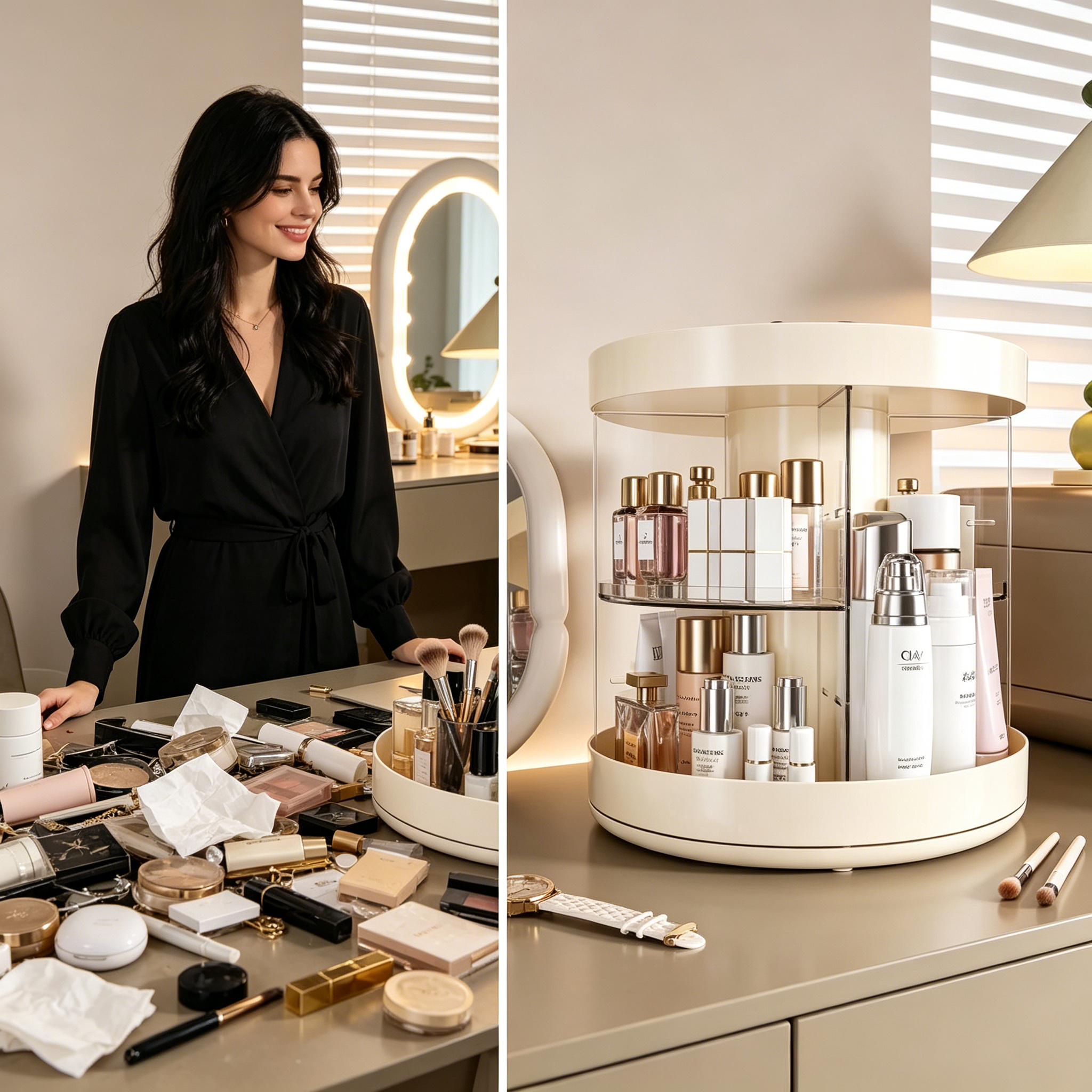 Rotating Layered Makeup Organi - مراجعة Luxury Skincare Makeup وسعره